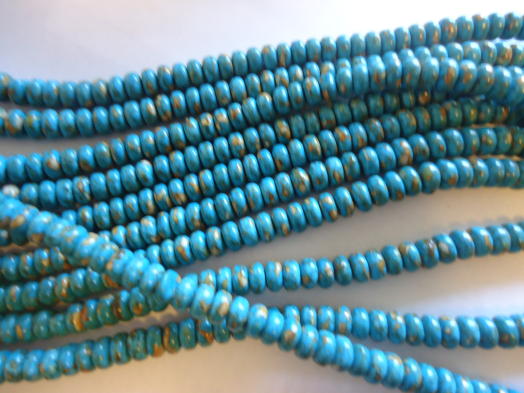 (image for) Turquoise/brown rondelle beads #QB1170